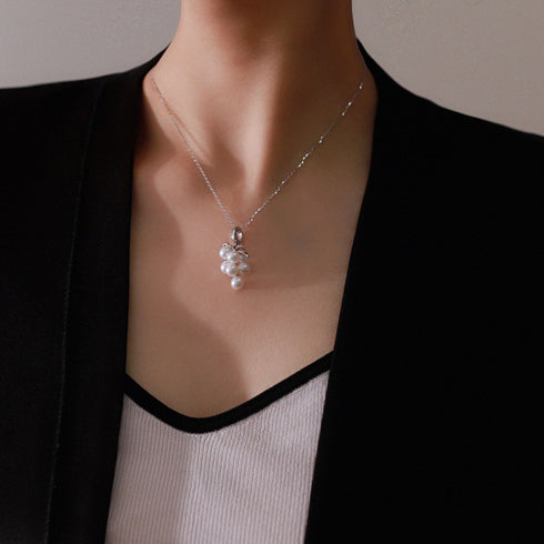 Grapes Pearl Pendant Necklace - Sterling Silver